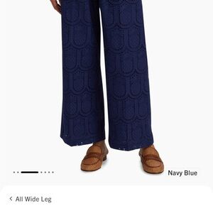 FARM Rio Pineapple Navy Blue Wide Leg Pants